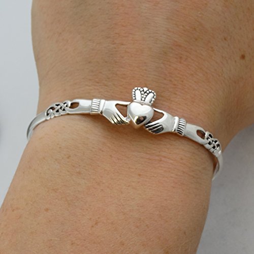 FashionJunkie4Life Sterling Silver Irish Claddagh Celtic Knot Bangle Bracelet