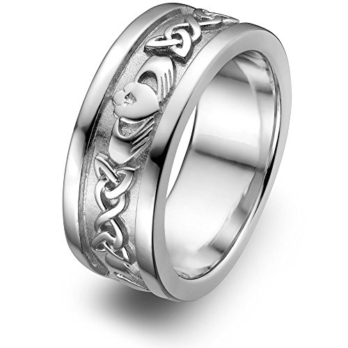 Sterling Silver Men's UMS-6345 Wedding Claddagh Ring