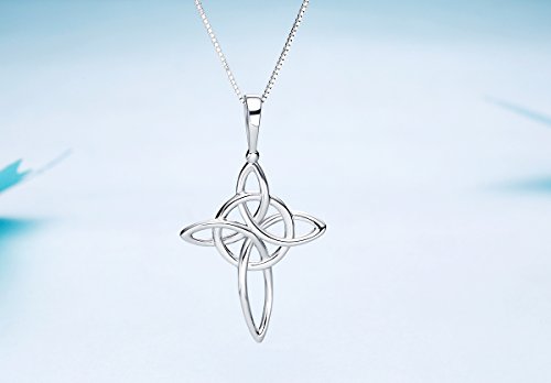 Victoria Jewelry 925 Sterling Silver Celtic Knot Cross Pendant Necklace Idea for Women
