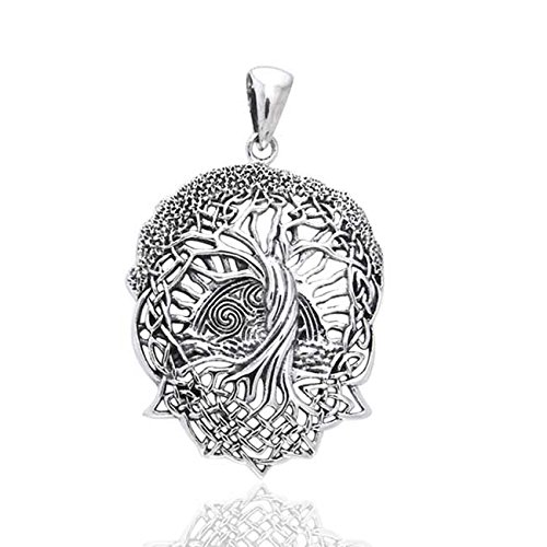 Rising Sun Interconnected Celtic Knot Tree And Roots Of Life Sterling Silver Pendant