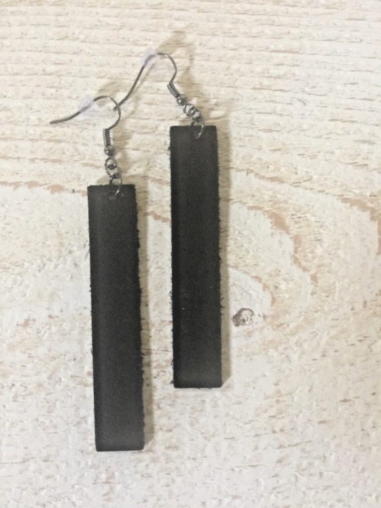 Joanna Gaines Style Black Leather Earrings 
