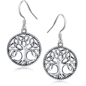 Apotie Sterling 925 Silver Oxidation Celtic Knot Tree Of Life Charms Pendant Necklaces and Earrings