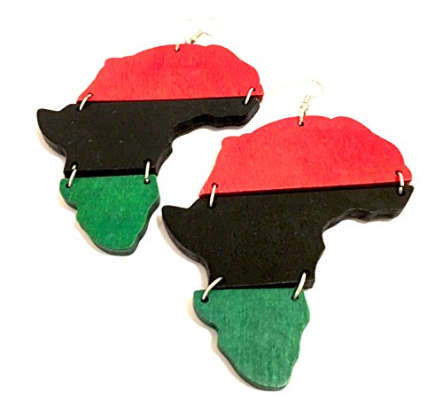 Afro American Woman's wood earring , African American Map flag earrings