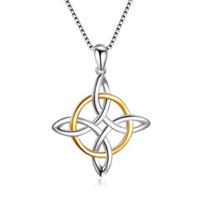 LUHE Cletic Knot Necklace 925 Sterling Silver Regious Cross Celtics Pendant Necklace Jewelry Gift for Women,Girls 18inchs