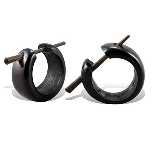 Coconut Earrings Small Best Quality - Pati Coconut Thin Hoops Black