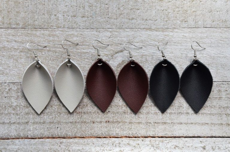 Leather Earrings, Set of 3, brown black gray special offer, Joanna Gaines Style