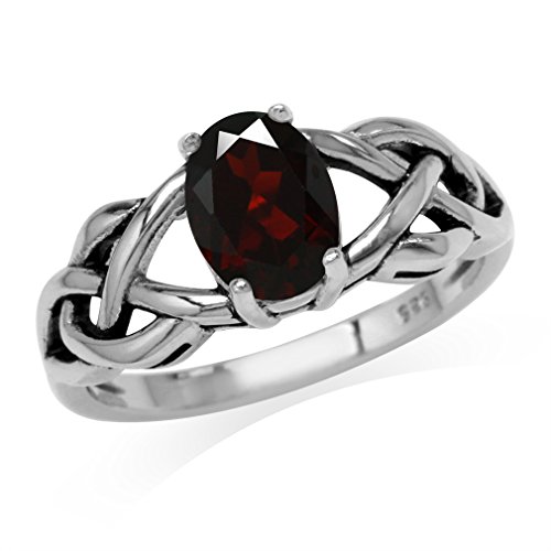 1.4ct. Natural Garnet 925 Sterling Silver Celtic Knot Solitaire Ring