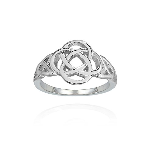 Sterling Silver High Polished Filigree Five-Fold Celtic Knot Ring