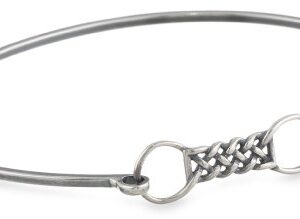 Sterling Silver Oxidized Celtic Rope Hinged Bangle Bracelet, 7.25″