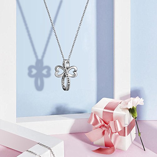 EUDORA 925 Sterling Silver I Love You to The Moon and Back Necklace Celtic Knot Cross Gift, 18" Chain