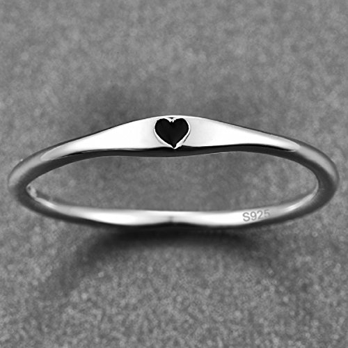 Avecon 925 Sterling Silver Simple Carve Heart Wedding Band Stackable Promise Ring For Her Size 5 10