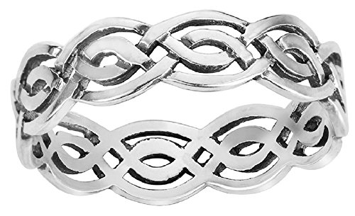 CloseoutWarehouse Sterling Silver Wicca Weave Celtic Ring (Sizes 3-15)