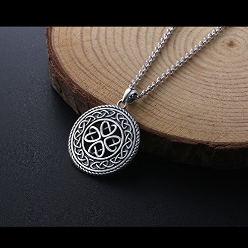 SILVER MOUNTAIN 925 Sterling Silver Jewelry Oxidized Good Luck Irish Knot Celtic Medallion Round Pendant Necklace, 20 inch
