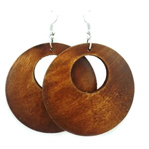 Wooden Earrings - Round Wood Earrings - Wood Earrings - Rasta Earrings-Wooden Handmade Earrings