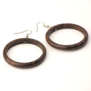 81stgeneration Orecchini Pendenti In Legno Fattti A Mano, Dischi Rotondi Marroni Con Ganci Argento 925, Altezza 70 Mm, Stile Anni '60