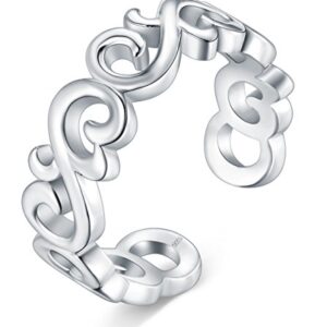 BORUO 925 Sterting Silver Toe Ring, Celtic Knot Adjustable Band Ring