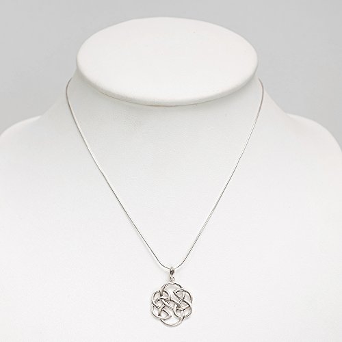 Chuvora 925 Sterling Silver Open Celtic Knot Infinity Endless Love Round Shaped Pendant Necklace 18"