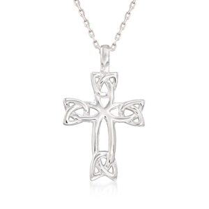 Ross-Simons Sterling Silver Celtic Trinity Knot Cross Pendant Necklace