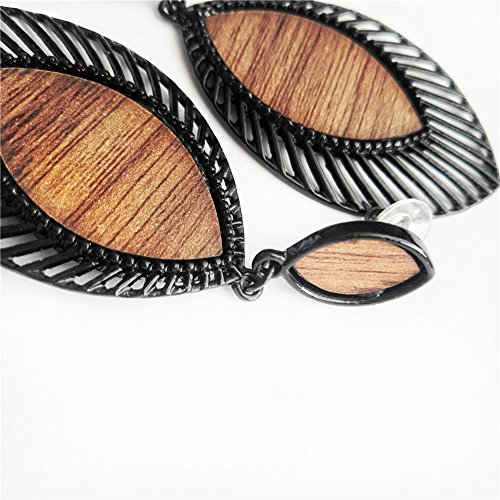 Alloy Wood Grain Earrings for Women Leaf Shape Big Statement Beautiful Earrings