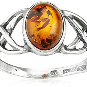 Sterling Silver Amber Celtic Love Knots Ring