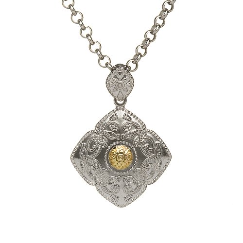 Celtic Warrior Necklace Silver & 18K Gold Bead Irish Made