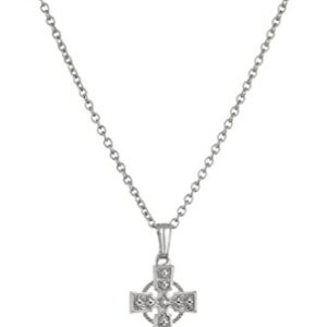 Girls’ Children’s Sterling Silver Celtic Cross Pendant Necklace, 15″