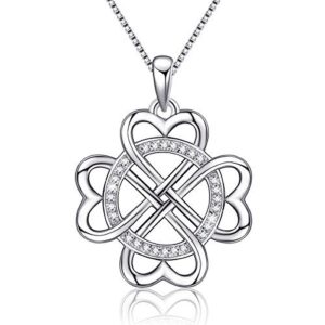 925 Sterling Silver Vintage Endless Love Heart Irish Celtic Knot Pendant Necklace,Box Chain 18”