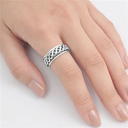 Sterling Silver Men's Celtic Knot Spinner Ring Wholesale Band 7mm Sizes 6 13