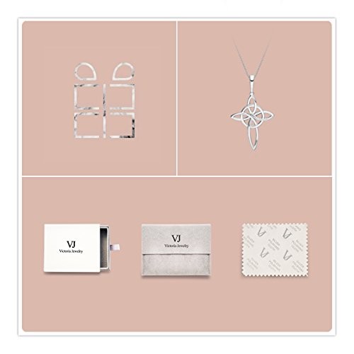 Victoria Jewelry 925 Sterling Silver Celtic Knot Cross Pendant Necklace Idea for Women