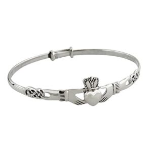 FashionJunkie4Life Sterling Silver Irish Claddagh Celtic Knot Bangle Bracelet