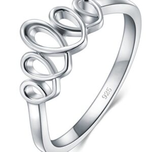 BORUO 925 Sterling Silver Ring Celtic Knot Heart Wave High Polish Tarnish Resistant Eternity Wedding Band Stackable Ring