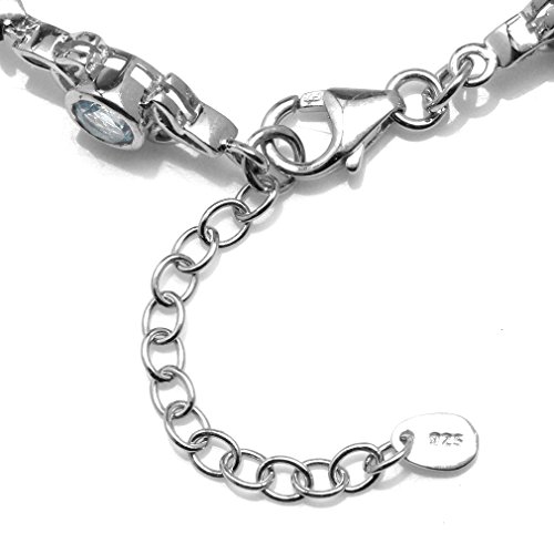 5.6ct. Genuine Blue Topaz 925 Sterling Silver Triquetra Celtic Knot 7-8.5" Adjustable Bracelet