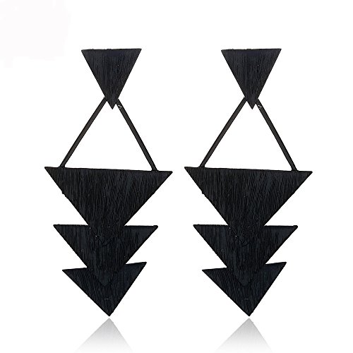 Alloy Wood Grain Earrings For Women Triangle Shape Big Statement Earrings