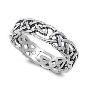 CloseoutWarehouse Sterling Silver Celtic Wicca Pagan Eternity Ring (Sizes 2-15)