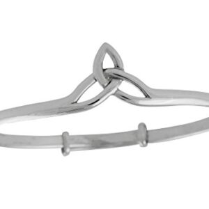 FashionJunkie4Life Sterling Silver Celtic Trinity Knot Bangle Bracelet, Triquetra, Adjustable Slide-On