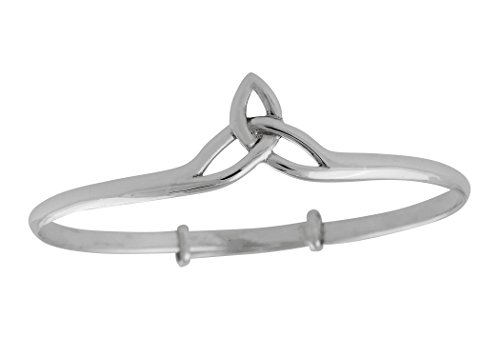 Fashionjunkie4life Sterling Silver Celtic Trinity Knot Bangle Bracelet, Triquetra, Adjustable Slide On