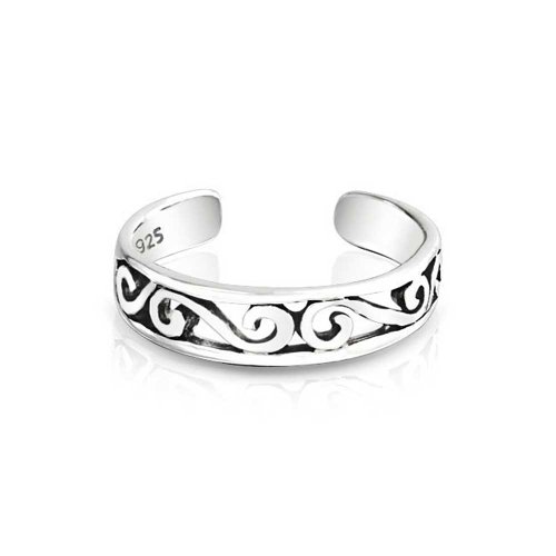 925 Silver Mid Finger Ring Adjustable Celtic Swirl Toe Rings
