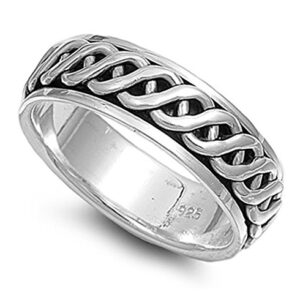 Sterling Silver Men’s Celtic Knot Spinner Ring Wholesale Band 7mm Sizes 6-13