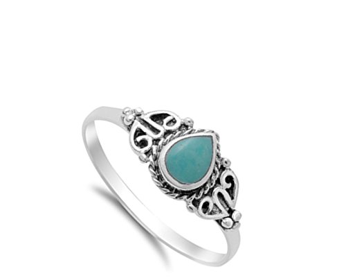 CHOOSE YOUR COLOR Sterling Silver Teardrop Ring