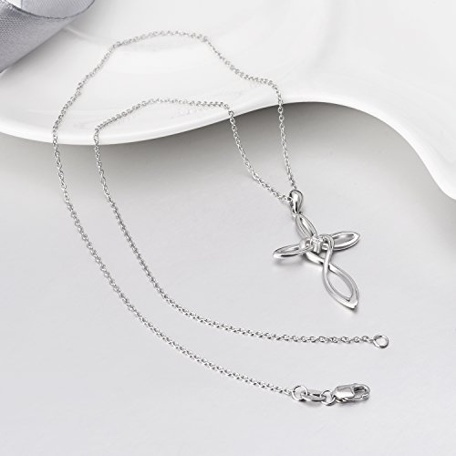 YFN Celtic Knot Cross Pendant Sterling Silver Women Jewelry Heart Love Necklace 18"
