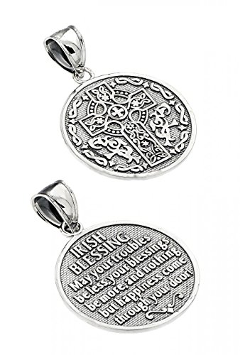 925 Sterling Silver Reversible Irish Blessing Pendant Necklace