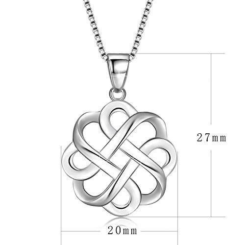 JUFU 925 Sterling Silver Good Luck Polished Celtic Knot Cross Pendant Necklace For Womens