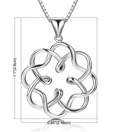FUNRUN JEWELRY 925 Sterling Silver Celtic Knot Pendant Necklace for Women Girls Infinity Necklace Endless Love