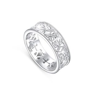 DAOCHONG Nickel-Free 925 Sterling Silver Good Luck Irish Love Trinity Woven Celtic Knot Band Ring for Women Gift, Size 5 6 7 8 9 10