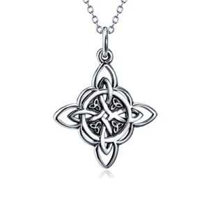 925 Sterling Silver Celtic Triquetra Trinity Knot Good Luck Pendant Rolo Chain Necklace, 18"