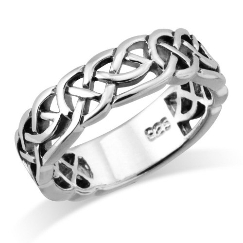 MIMI Sterling Silver Woven Celtic Knot Trinity Band Ring