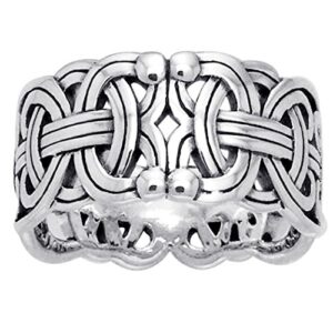 Viking Braided Wedding Band Borre Knot Norse Celtic 10mm Sterling Silver Ring(Sizes 4,5,6,7,8,9,10,11,12,13,14,15)