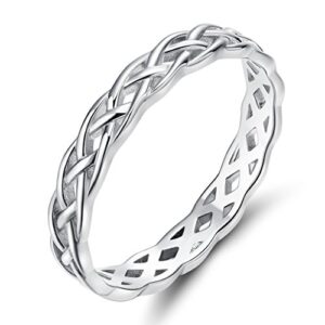 SOMEN TUNGSTEN 925 Sterling Silver Ring 4mm Eternity Knot Wedding Band for Women Size 4-11