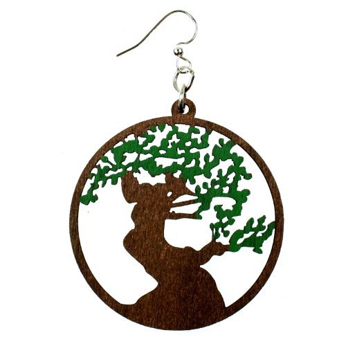 Green Tree "Bonsai" Renewable Natural Wood Earrings